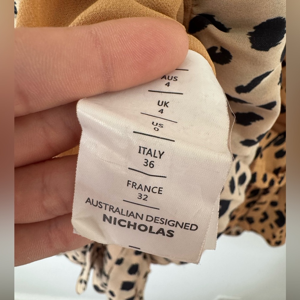 Nicholas Animal Print LS Mini Dress with Buttons 0 - Picture 6 of 7